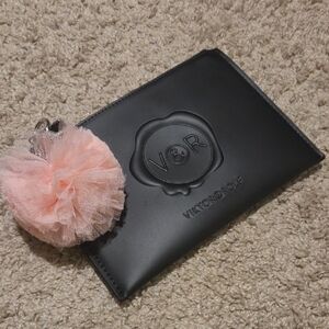 Viktor & Rolf Black Clutch with Pink Pom Pom